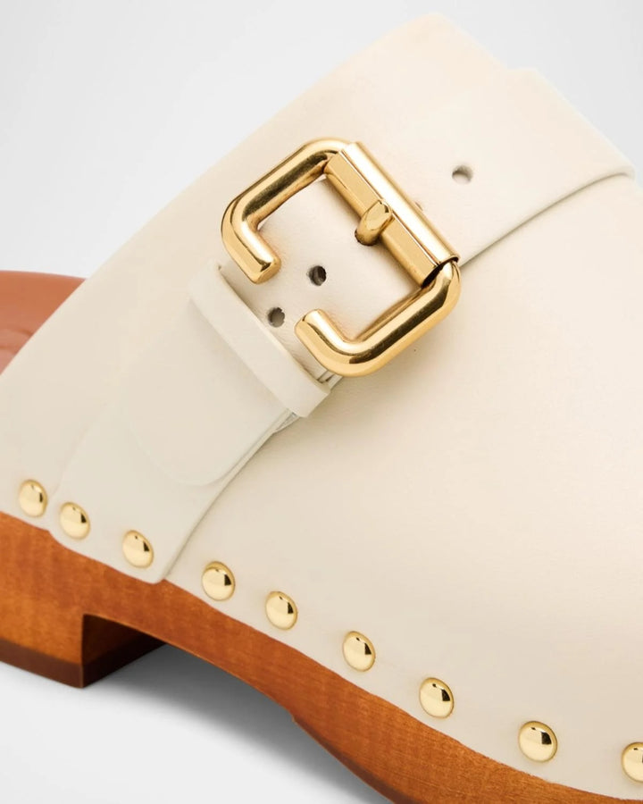 CHLOÉ JEANNETTE CALFSKIN LEATHER STUDDED CLOGS