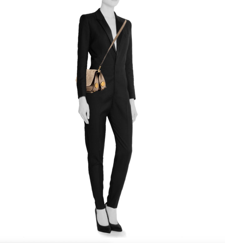 CHLOÉ SUEDE &amp; SMOOTH CALFSKIN LEATHER KURTIS SHOULDER BAG