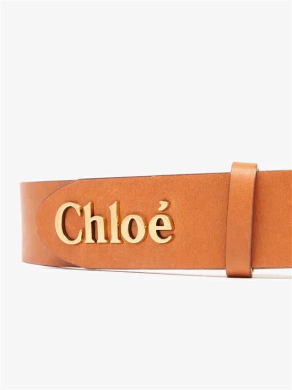 CHLOÉ LOGO PLAQUE LEATHER BELT