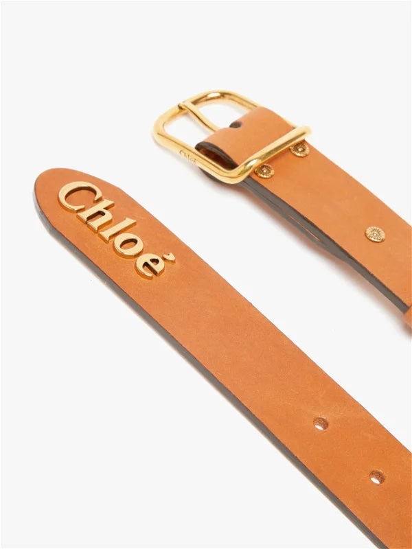 CHLOÉ LOGO PLAQUE LEATHER BELT