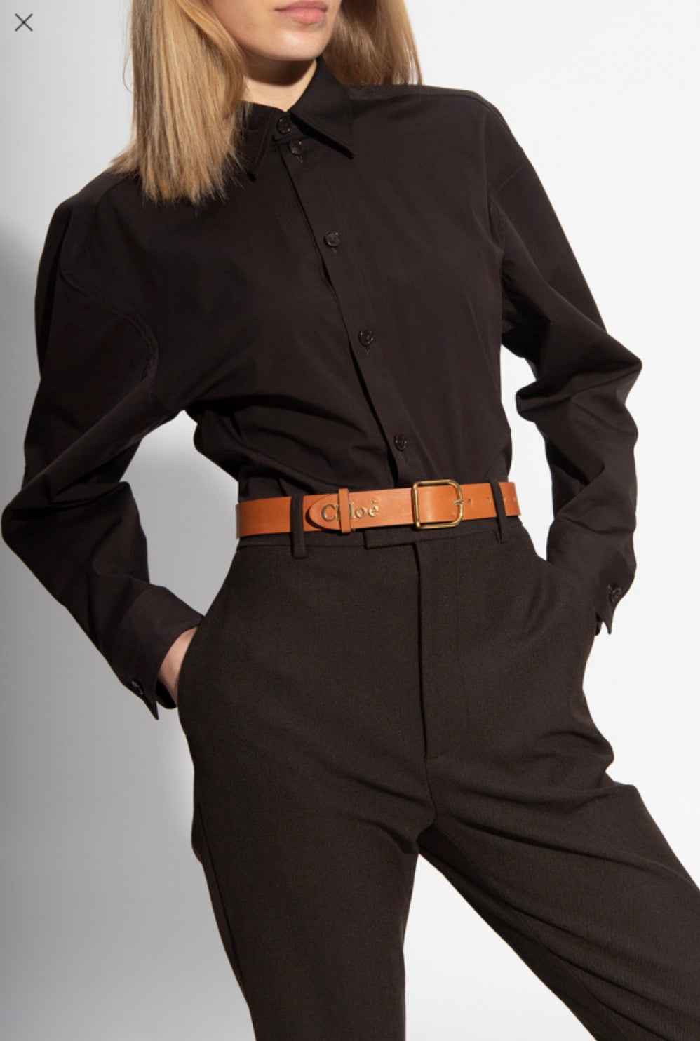 CHLOÉ LOGO PLAQUE LEATHER BELT