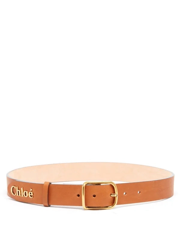 CHLOÉ LOGO PLAQUE LEATHER BELT