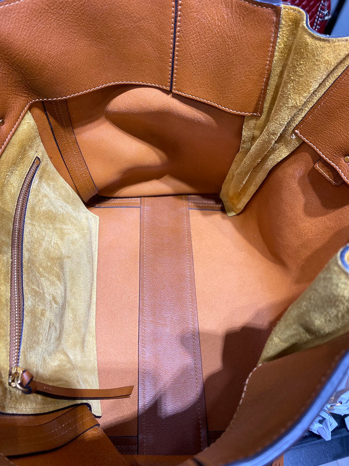 CHLOÉ MILO CALFSKIN LEATHER MEDIUM TOTE BAG CARAMEL
