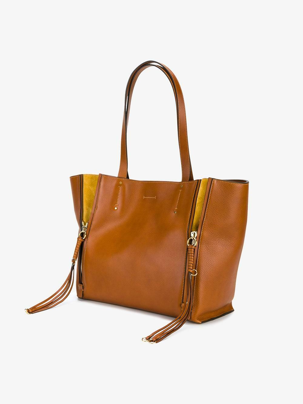 CHLOÉ MILO CALFSKIN LEATHER MEDIUM TOTE BAG CARAMEL
