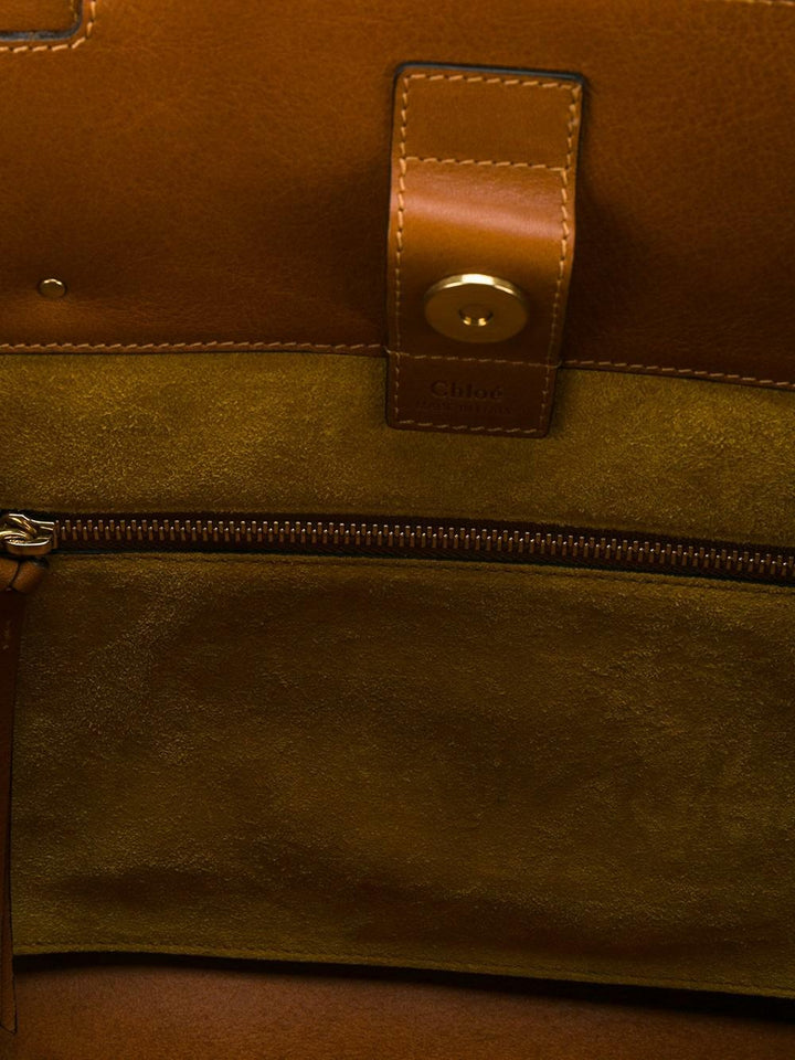 CHLOÉ MILO CALFSKIN LEATHER MEDIUM TOTE BAG CARAMEL