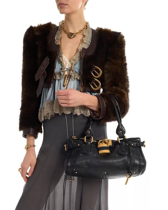 CHLOÉ PADDINGTON PADLOCK CALFSKIN LEATHER SHOULDER BAG