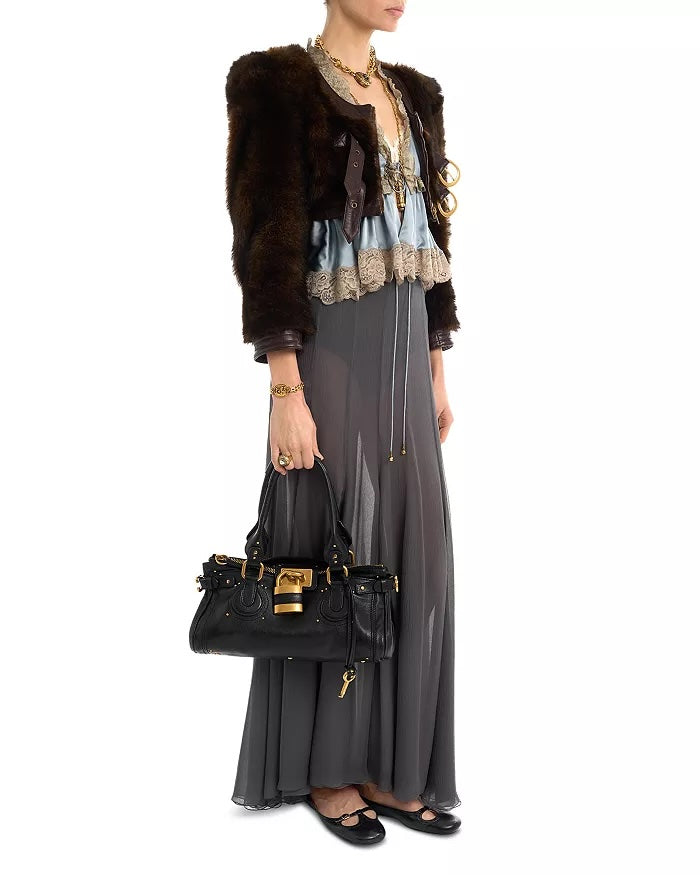 CHLOÉ PADDINGTON PADLOCK CALFSKIN LEATHER SHOULDER BAG