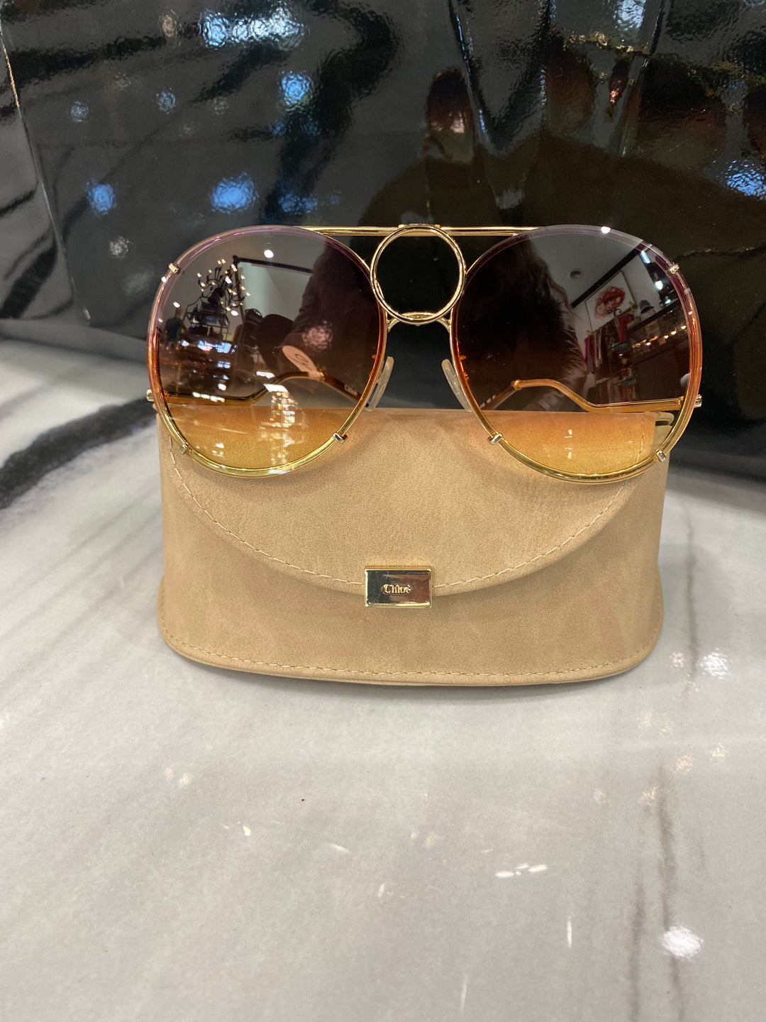 CHLOÉ VICKY INTERCHANGEABLE LENSES AVIATOR SUNGLASSES