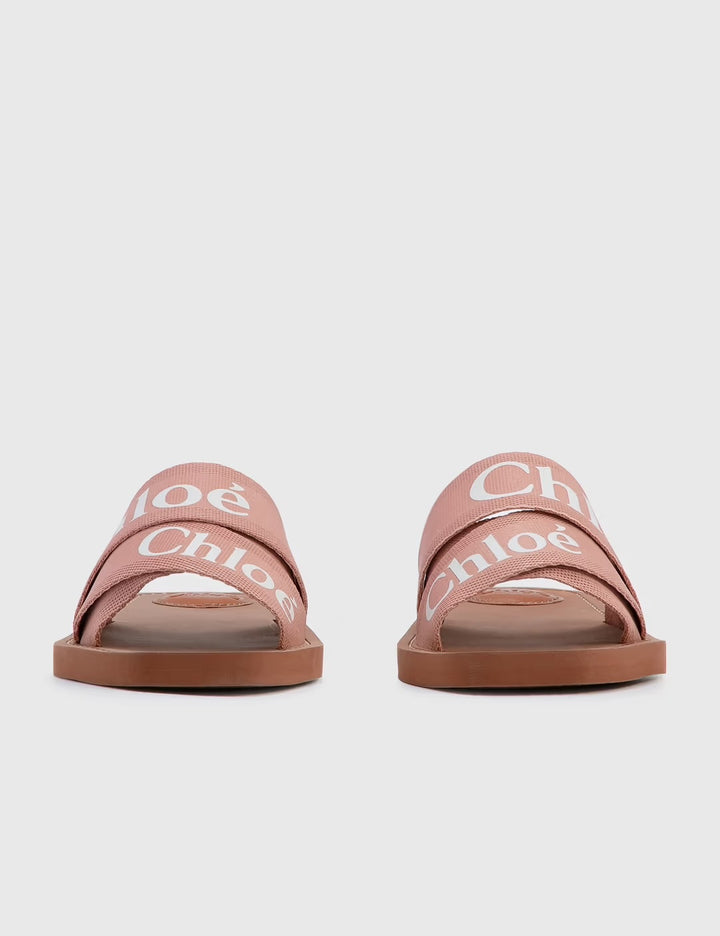 CHLOÉ LOGO WOODY FLAT MULES