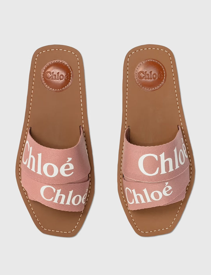 CHLOÉ LOGO WOODY FLAT MULES