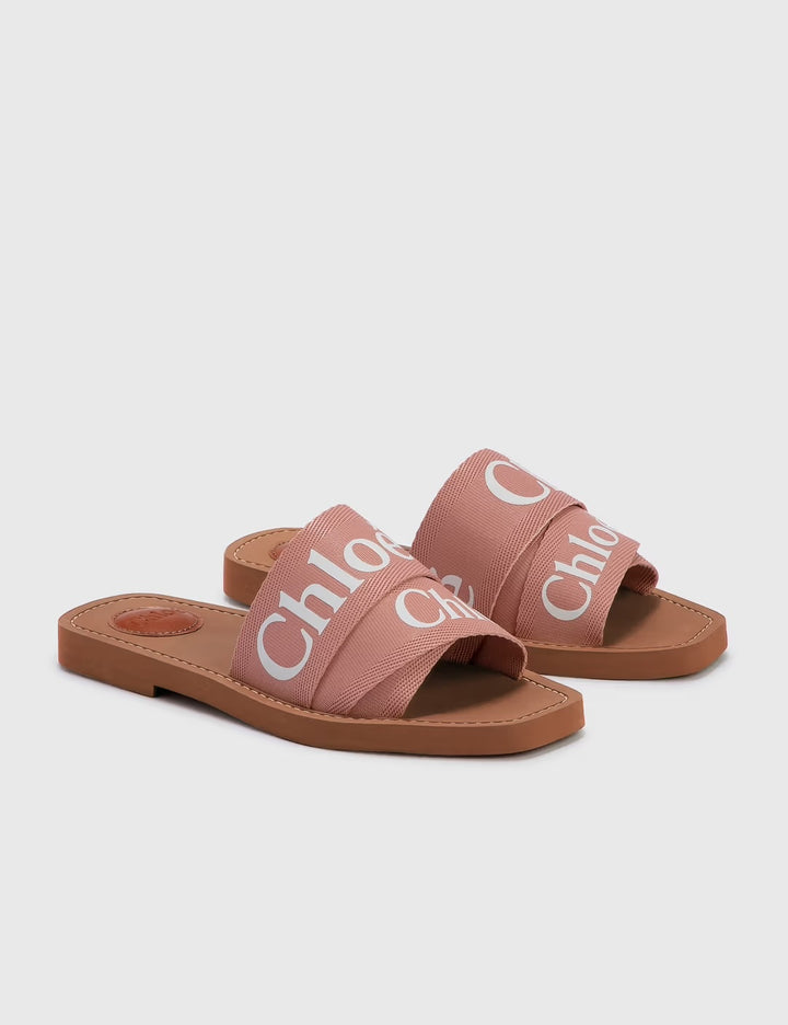 CHLOÉ LOGO WOODY FLAT MULES