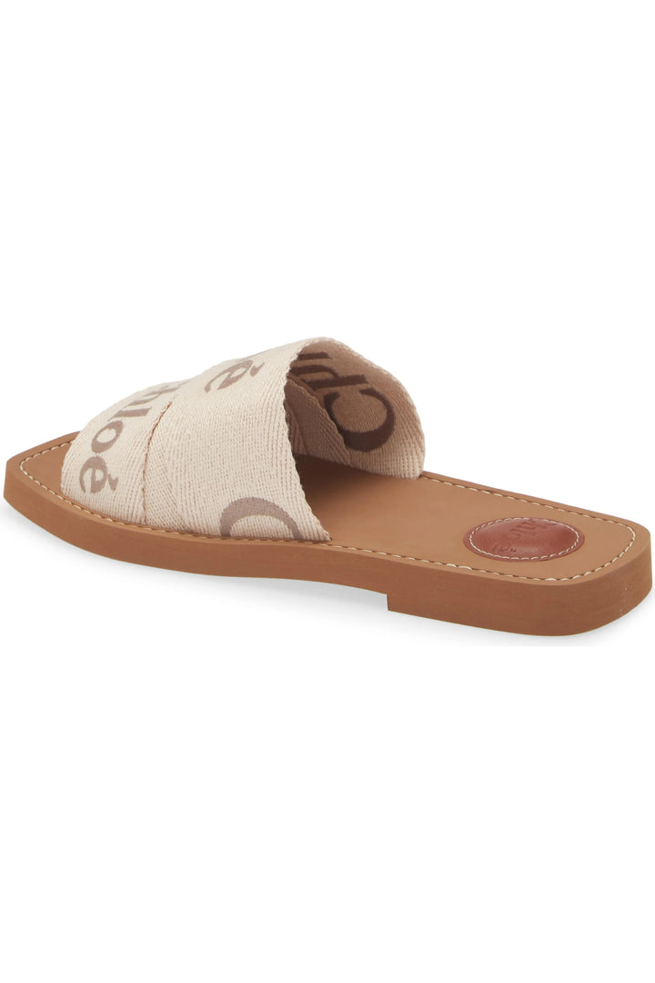 CHLOÉ WOODY LOGO PRINT FLAT MULES