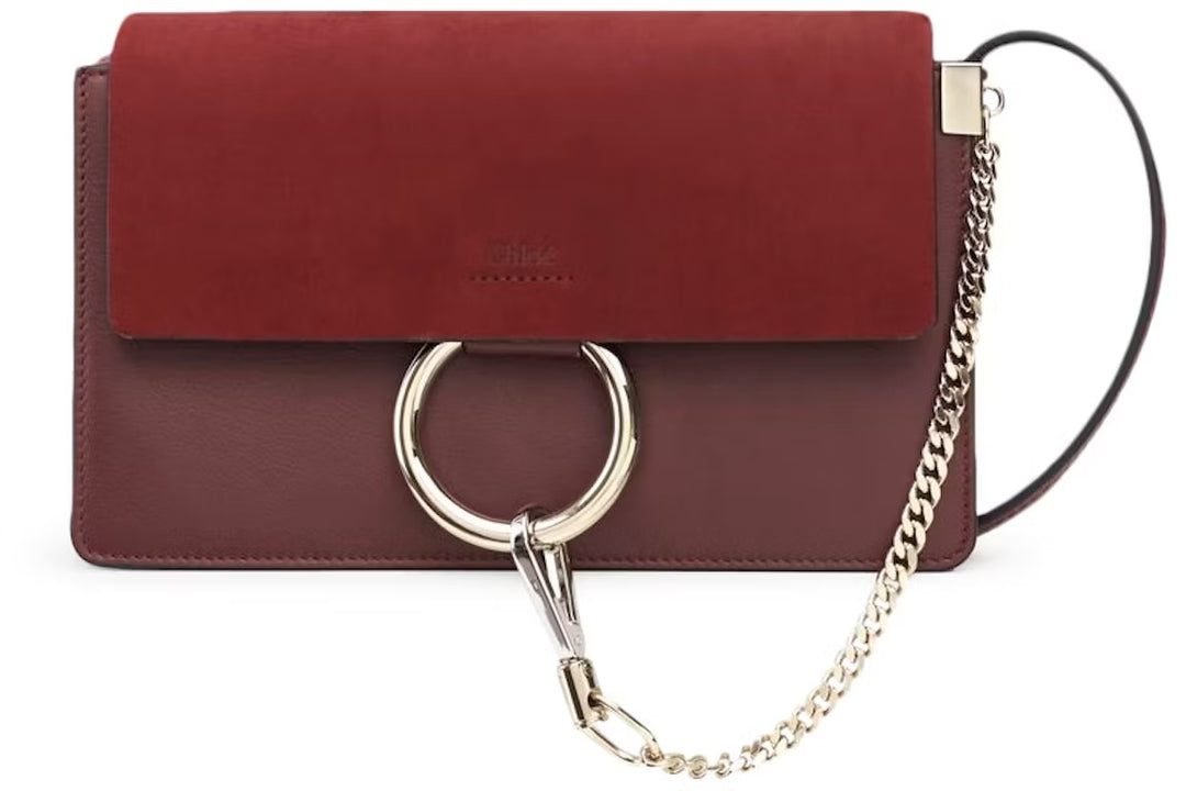 CHLOÉ FAYE CALFSKIN LEATHER &amp; SUEDE CLUTCH BAG