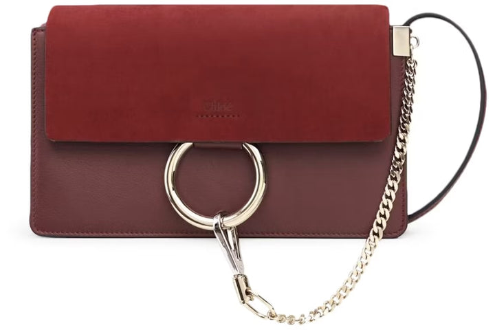 CHLOÉ FAYE CALFSKIN LEATHER &amp; SUEDE CLUTCH BAG