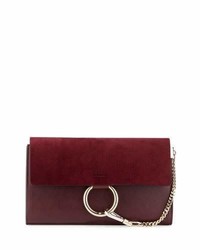 CHLOÉ FAYE CALFSKIN LEATHER &amp; SUEDE CLUTCH BAG