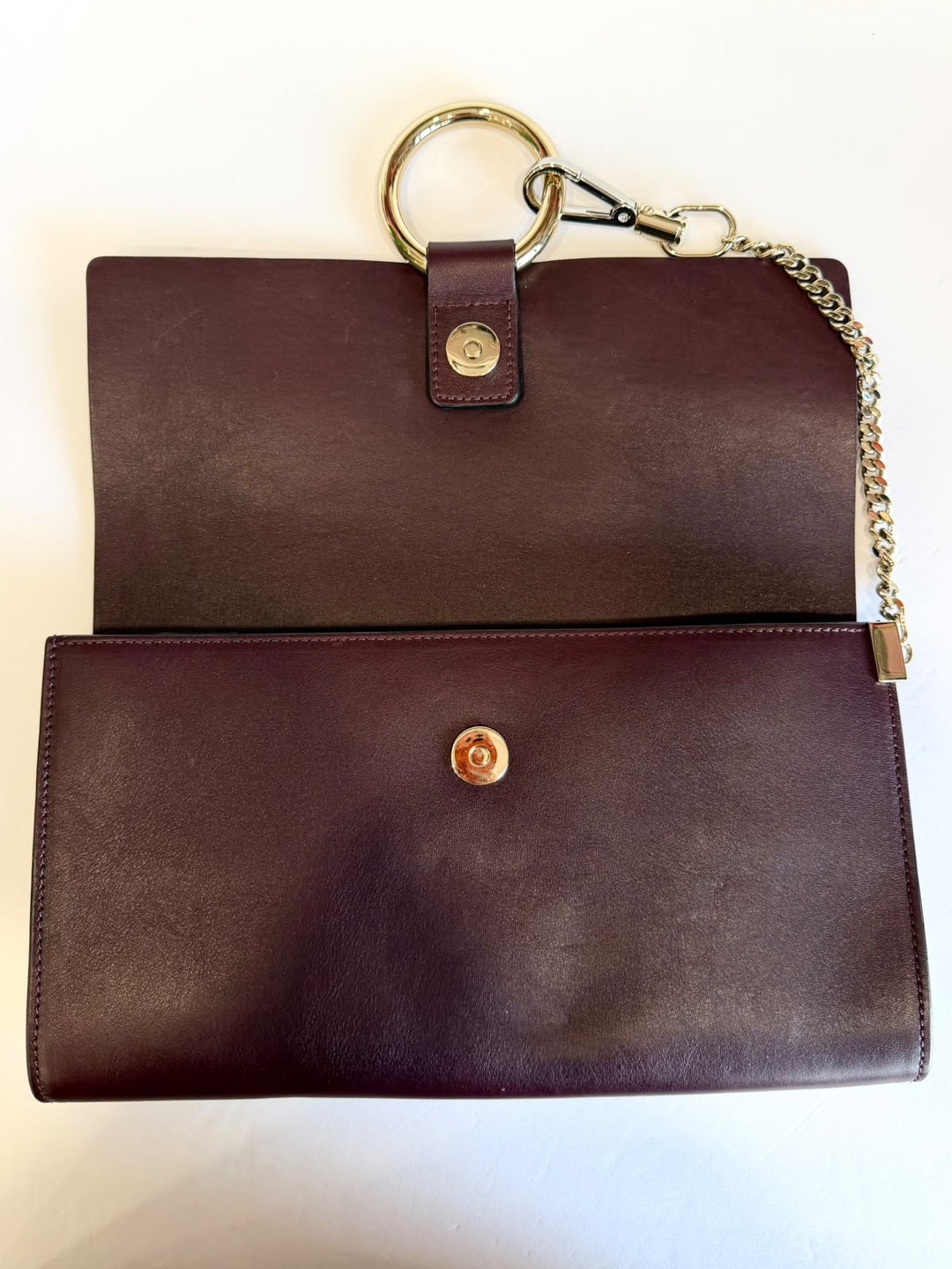 CHLOÉ FAYE CALFSKIN LEATHER &amp; SUEDE CLUTCH BAG