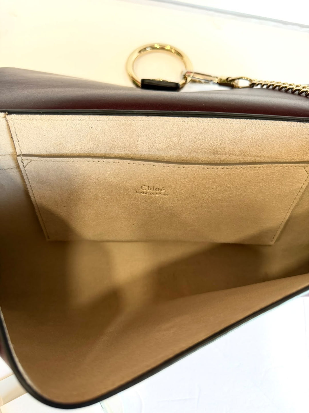 CHLOÉ FAYE CALFSKIN LEATHER &amp; SUEDE CLUTCH BAG