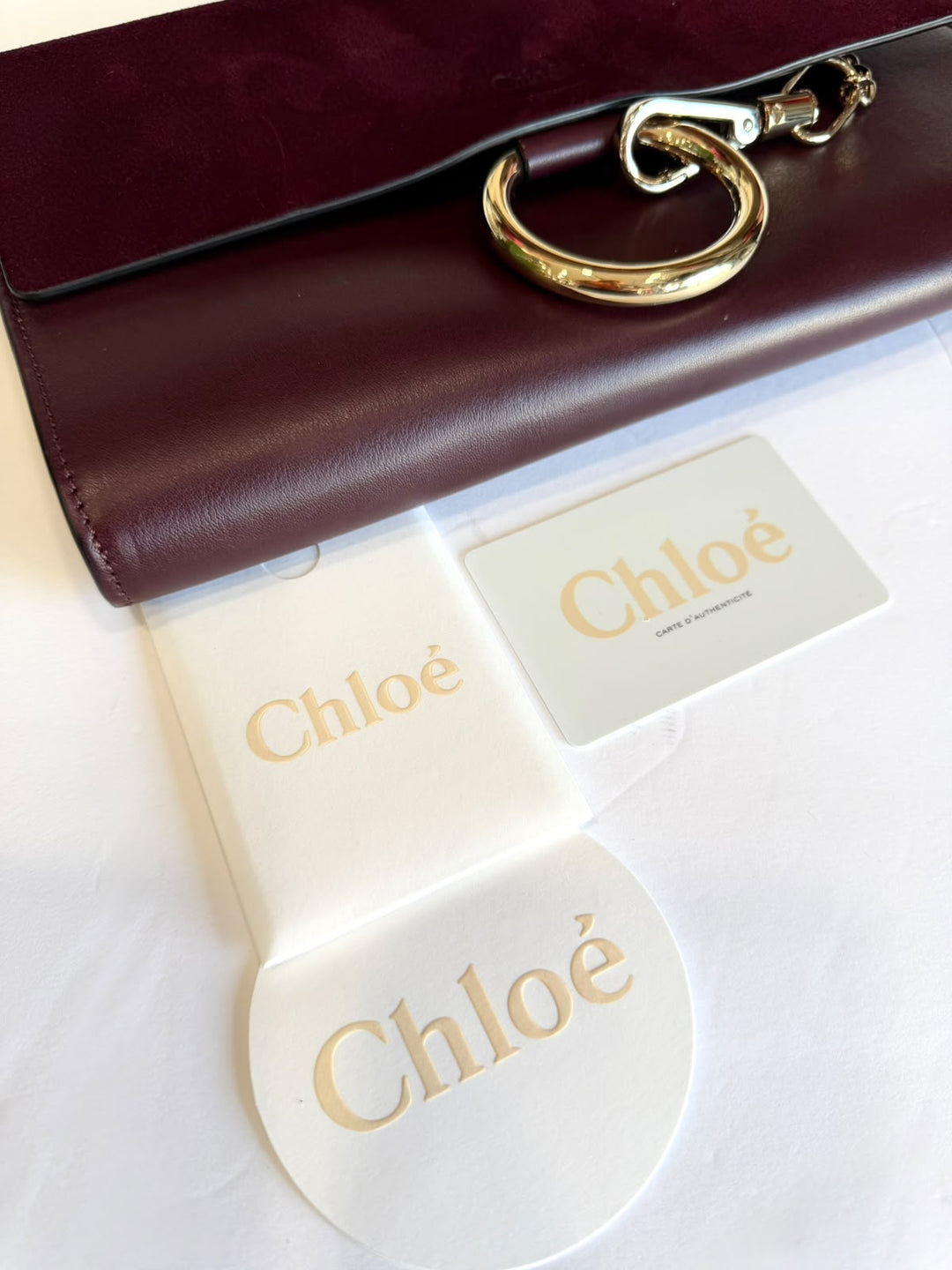 CHLOÉ FAYE CALFSKIN LEATHER &amp; SUEDE CLUTCH BAG