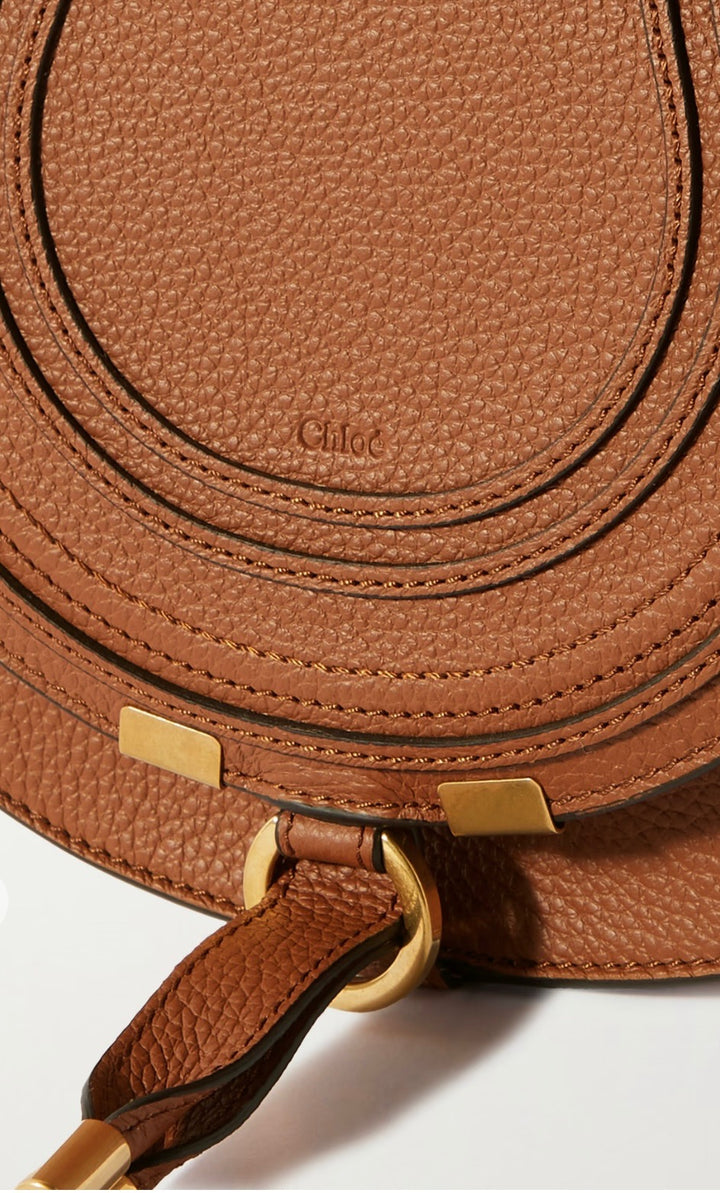 CHLOÉ GRAINED LEATHER SMALL MARCIE SADDLE CROSSBODY BAG