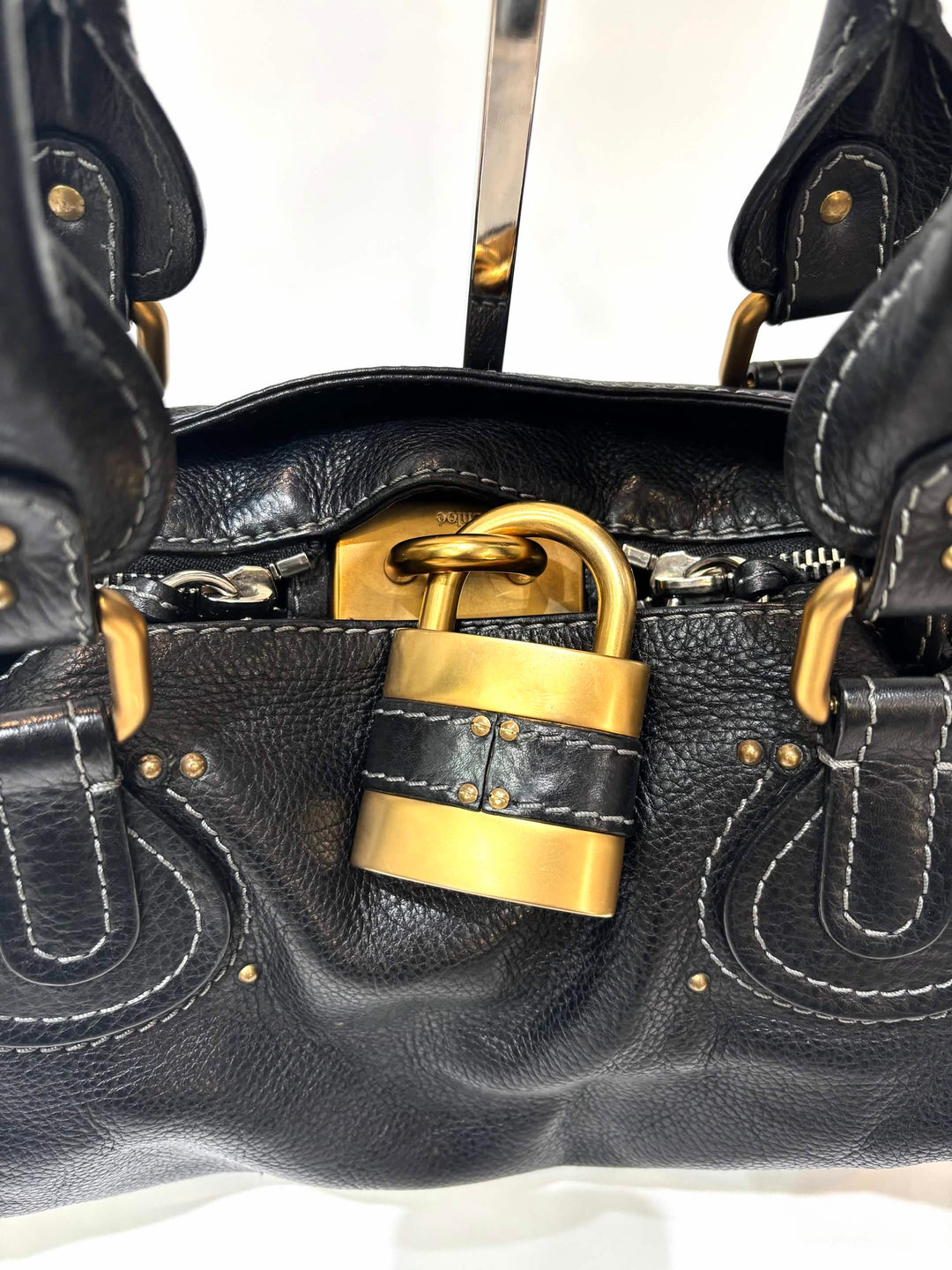 CHLOÉ PADDINGTON PADLOCK CALFSKIN LEATHER SHOULDER BAG