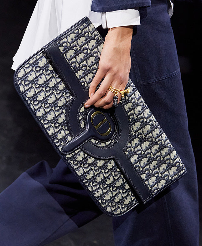 CHRISTIAN DIOR OBLIQUE MONOGRAM FOLD OVER CLUTCH BAG