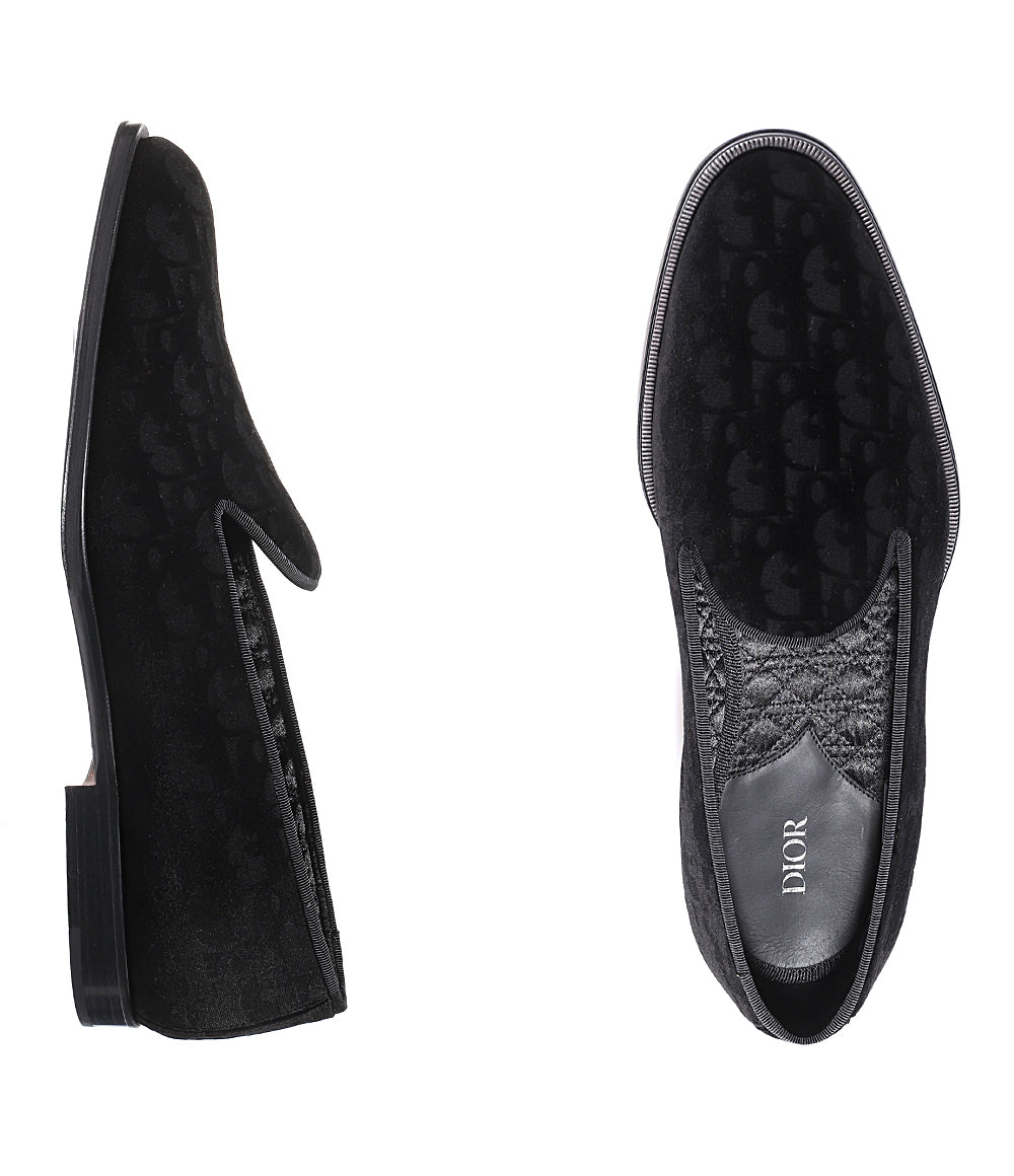 Christian Dior Black Surreal Embroidered Suede Loafers store Flats