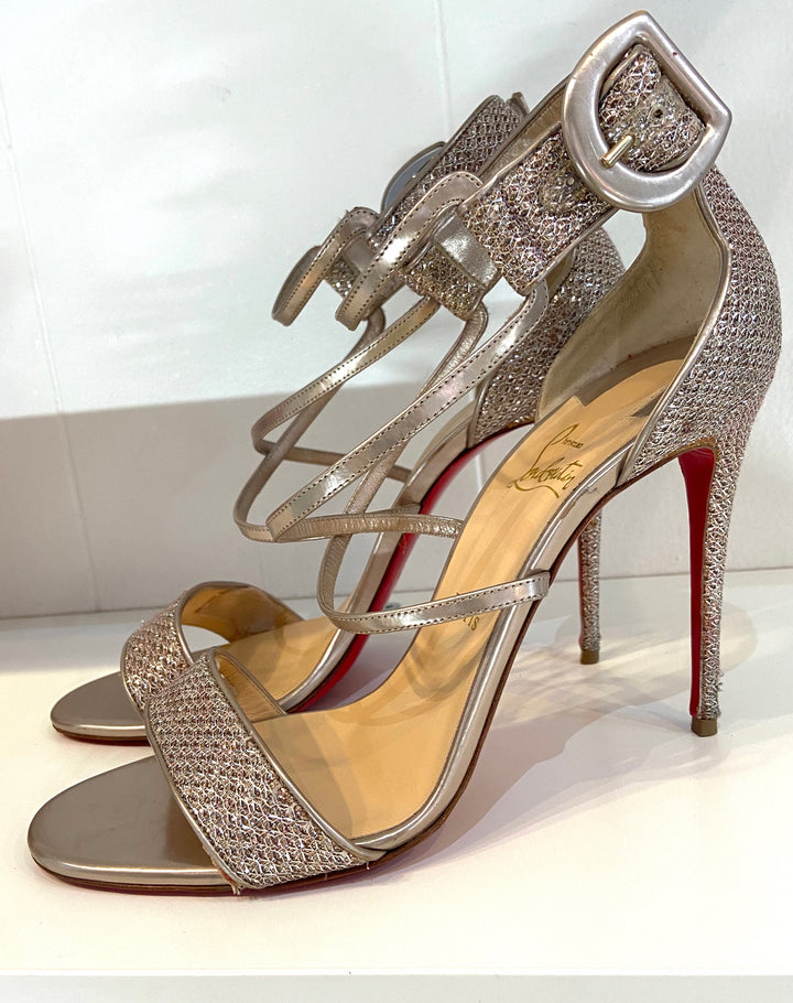LOUBOUTIN CHOCA 100 SPECCHIO GLITTER DIAMS SANDALS