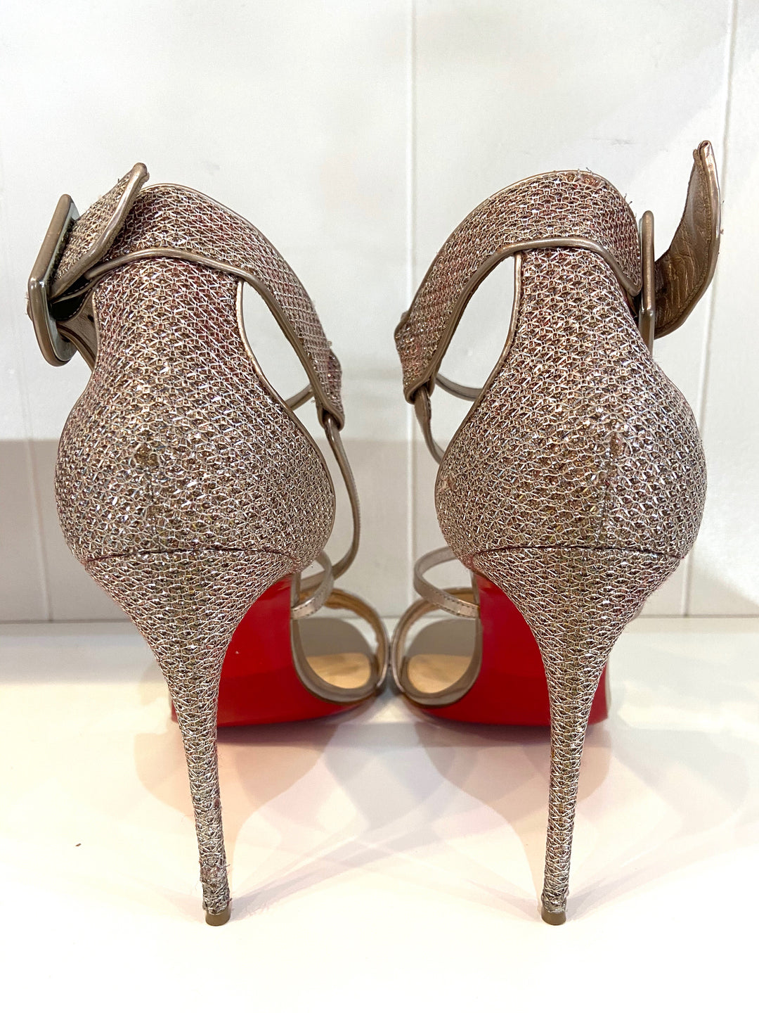 LOUBOUTIN CHOCA 100 SPECCHIO GLITTER DIAMS SANDALS