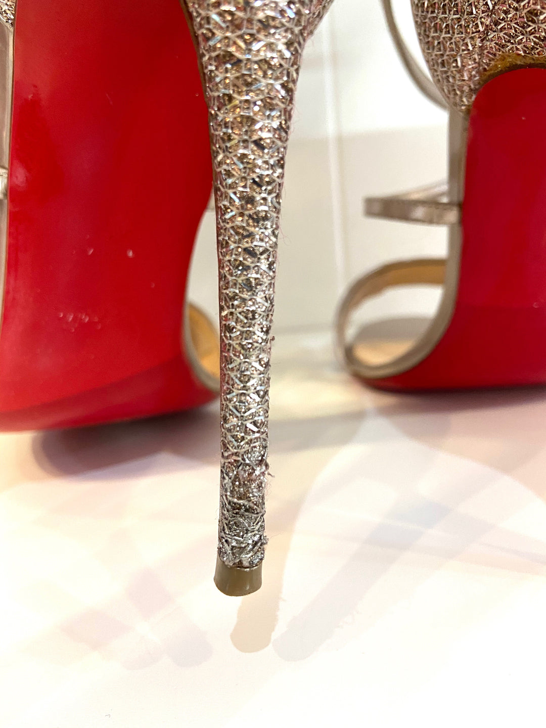 LOUBOUTIN CHOCA 100 SPECCHIO GLITTER DIAMS SANDALS