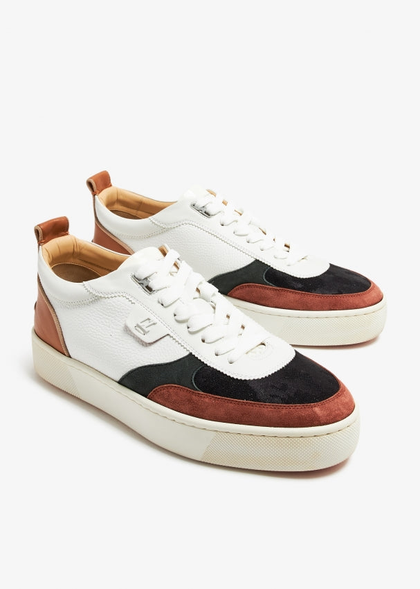 CHRISTIAN LOUBOUTIN HAPPYRUI LEATHER & SUEDE SNEAKERS – Caroline's