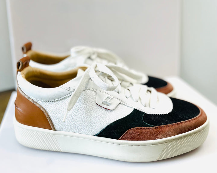 CHRISTIAN LOUBOUTIN HAPPYRUI LEATHER &amp; SUEDE SNEAKERS
