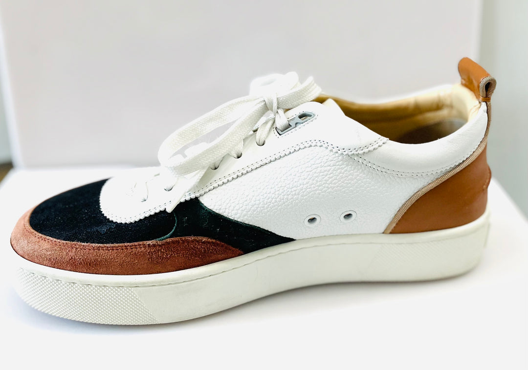 CHRISTIAN LOUBOUTIN HAPPYRUI LEATHER & SUEDE SNEAKERS