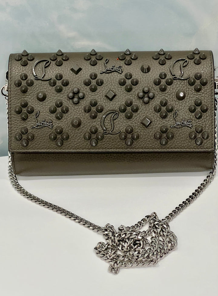 CHRISTIAN LOUBOUTIN PALOMA LOUBINTHESKY LEATHER WALLET ON A CHAIN