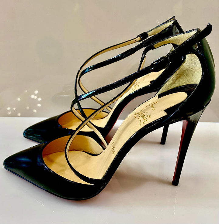 CHRISTIAN LOUBOUTIN PATENT CROSS BLAKE 100 PUMPS