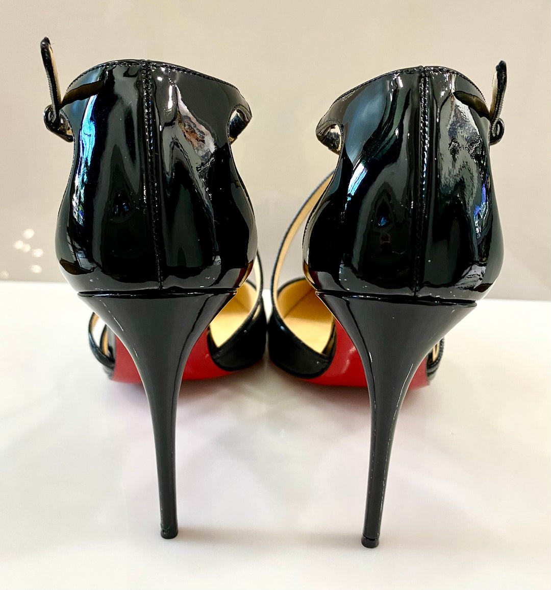 CHRISTIAN LOUBOUTIN PATENT CROSS BLAKE 100 PUMPS