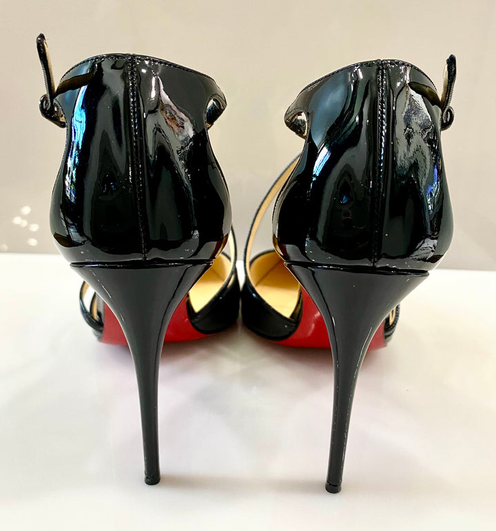 CHRISTIAN LOUBOUTIN PATENT CROSS BLAKE 100 PUMPS