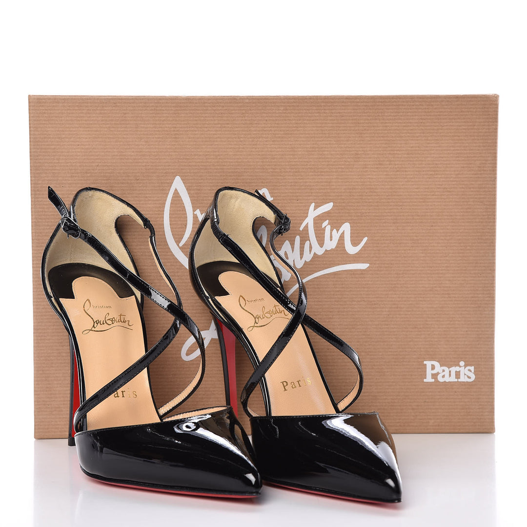 CHRISTIAN LOUBOUTIN PATENT CROSS BLAKE 100 PUMPS