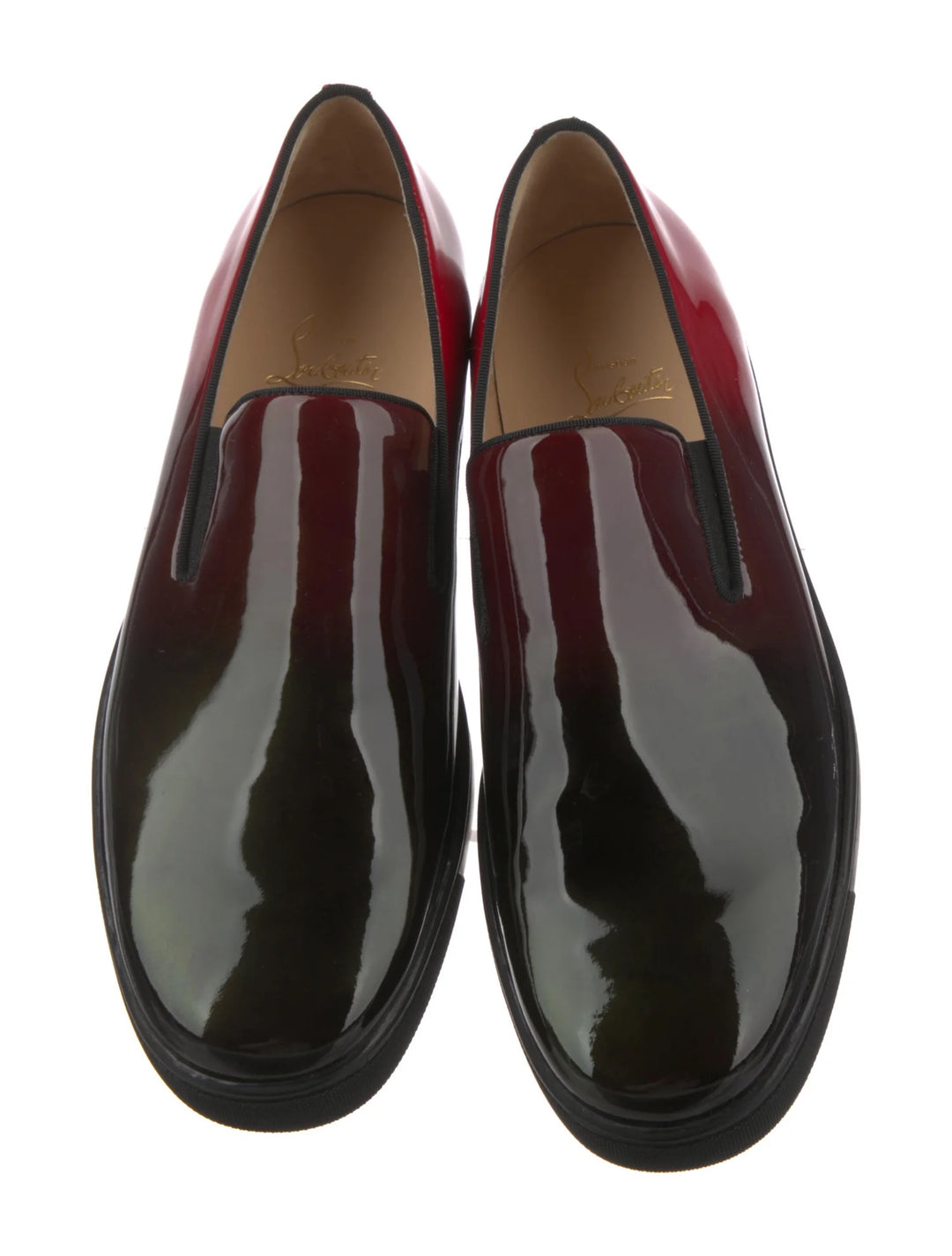 CHRISTIAN LOUBOUTIN PATENT LEATHER PRINTED LOAFERS