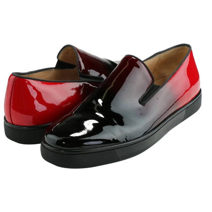CHRISTIAN LOUBOUTIN PATENT LEATHER PRINTED LOAFERS