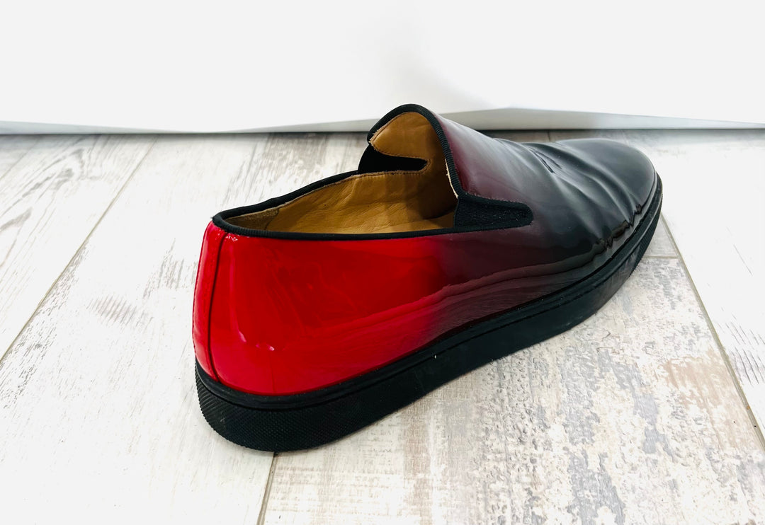 CHRISTIAN LOUBOUTIN PATENT LEATHER PRINTED LOAFERS