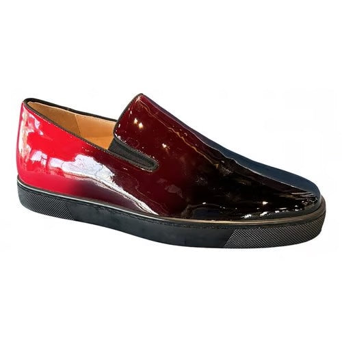 CHRISTIAN LOUBOUTIN PATENT LEATHER PRINTED LOAFERS