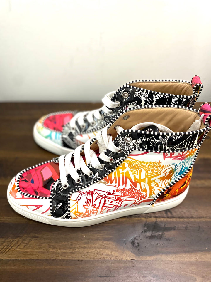 CHRISTIAN LOUBOUTIN RANTUS ORLATO WALLGRAF GRAFFITI HI-TOP SNEAKERS