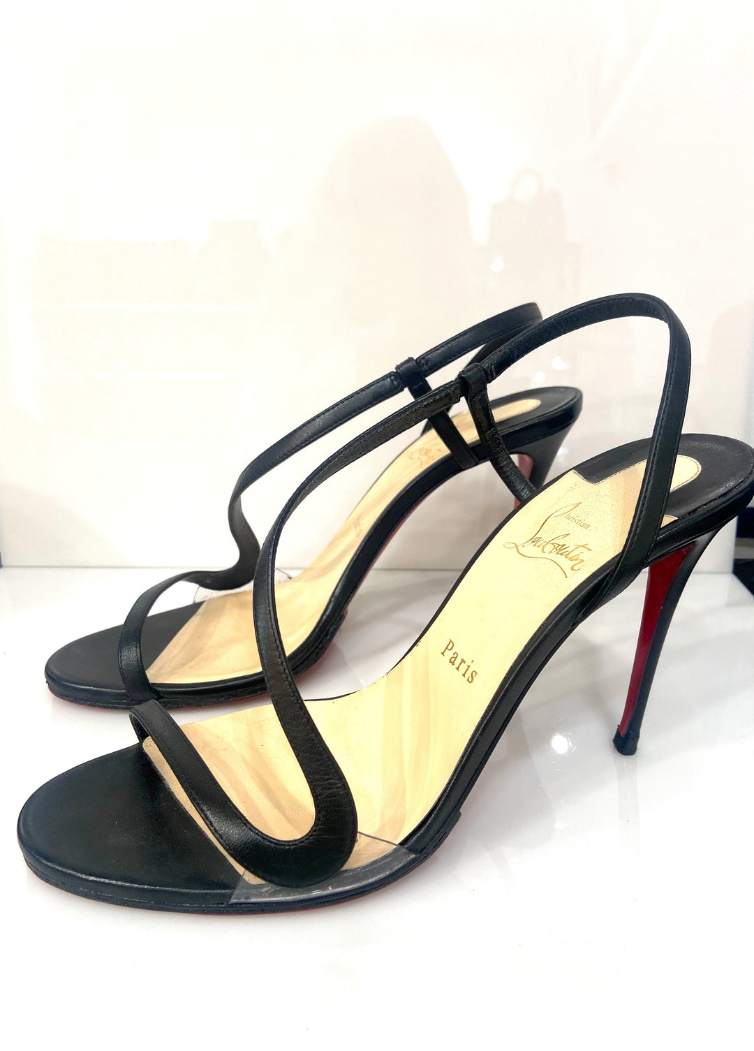CHRISTIAN LOUBOUTIN ROSALIE 100 LEATHER SANDALS