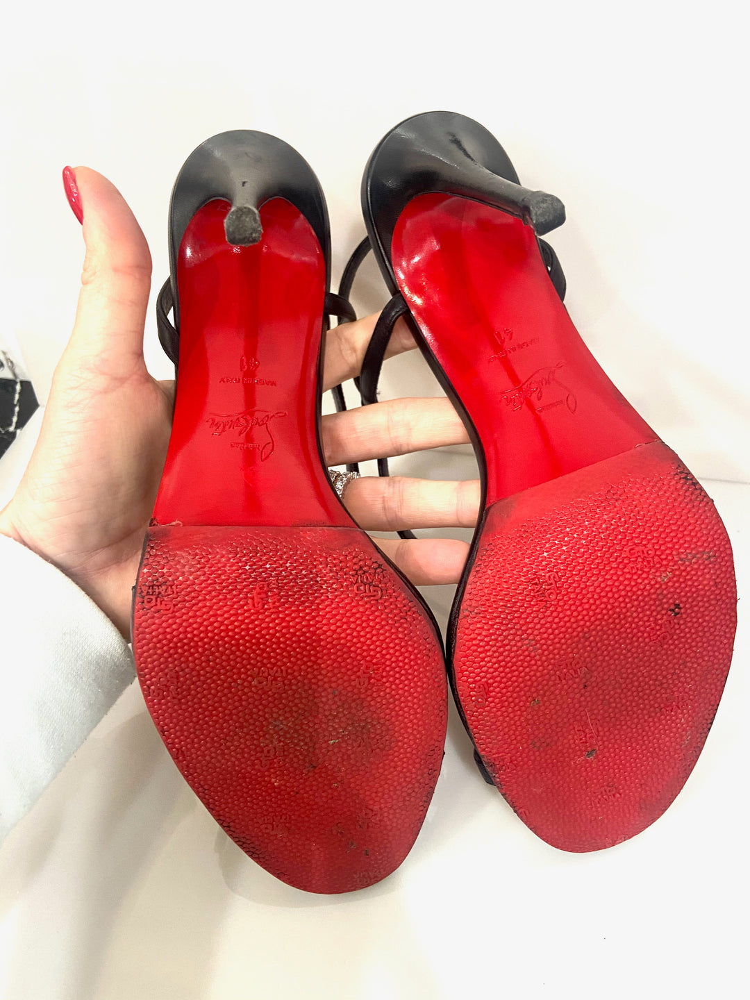 CHRISTIAN LOUBOUTIN ROSALIE 100 LEATHER SANDALS