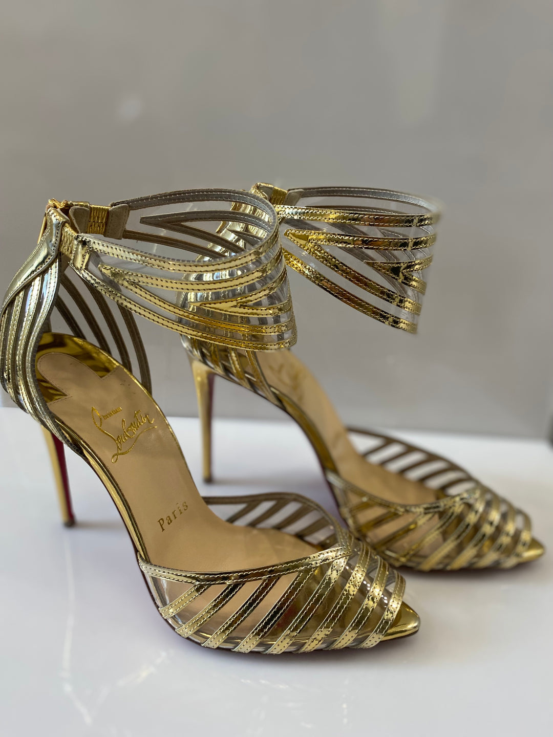 CHRISTIAN LOUBOUTIN SPECCHIO PVC MARATENA 100 SANDAL