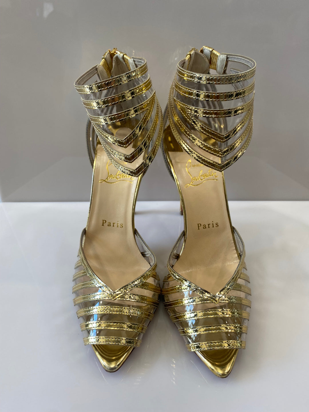 CHRISTIAN LOUBOUTIN SPECCHIO PVC MARATENA 100 SANDAL