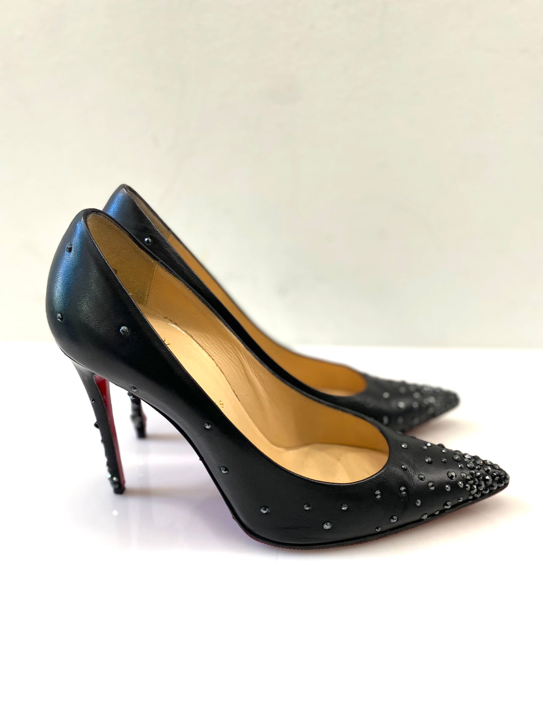 CHRISTIAN LOUBOUTIN DEGRASTRASS 100 CRYSTAL PUMPS