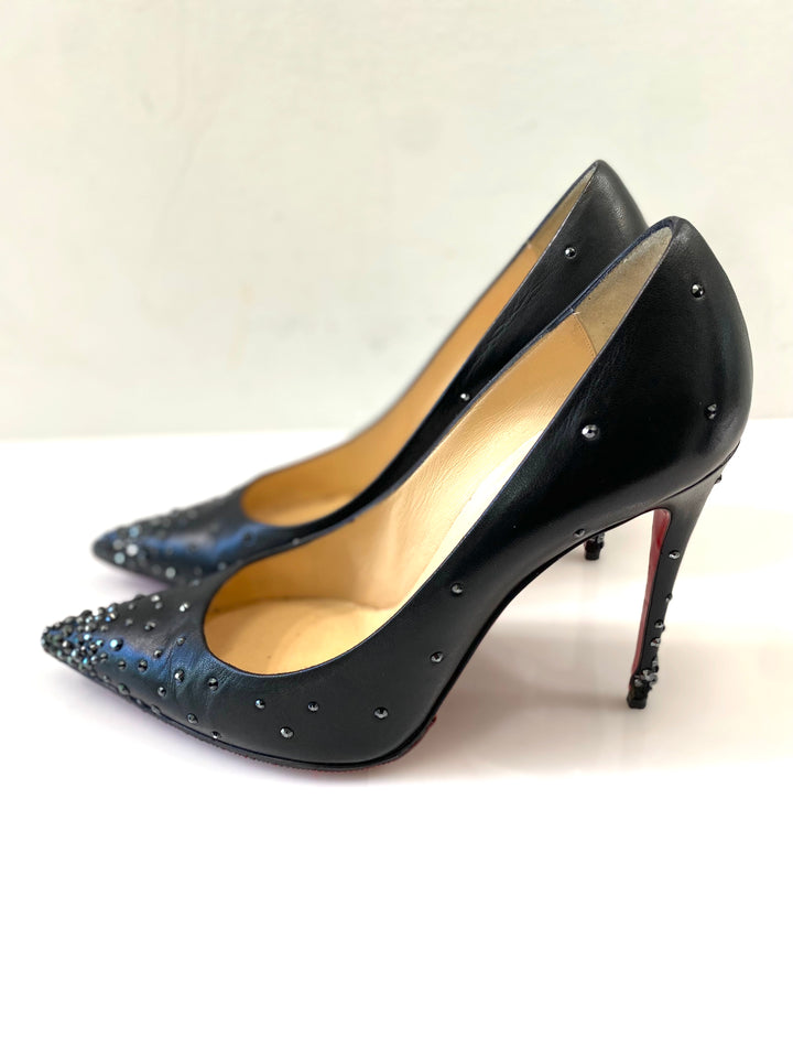 CHRISTIAN LOUBOUTIN DEGRASTRASS 100 CRYSTAL PUMPS