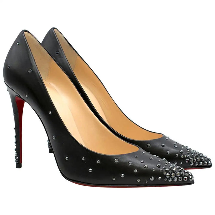 CHRISTIAN LOUBOUTIN DEGRASTRASS 100 CRYSTAL PUMPS