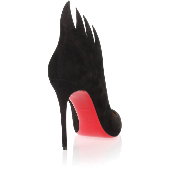 CHRISTIAN LOUBOUTIN VICTORINA 100 SUEDE FLAME PUMPS